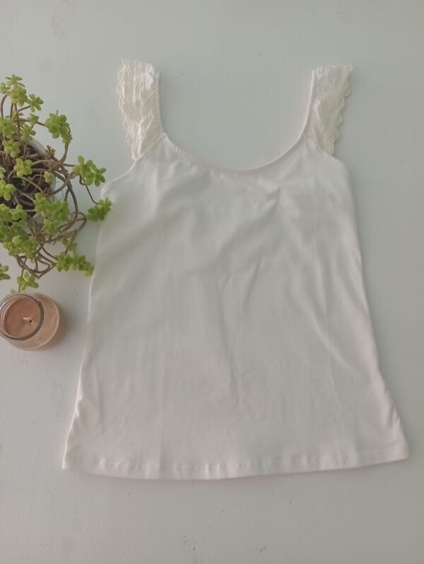 Remera musculosa de algodón con broderie (S)