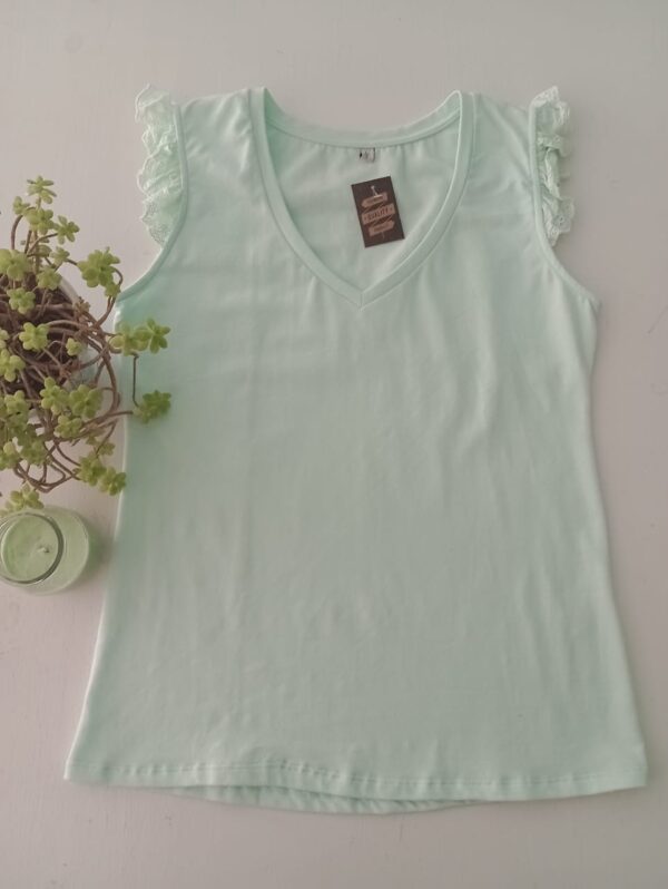 Remera musculosa de algodón con broderie (M)